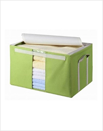 溢彩年华钢架草绿色折叠收纳箱